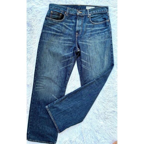 Cremieux Premium Denim SZ 35/32 Relaxed Fit Dark Denim Blue Jeans - Picture 7 of 11